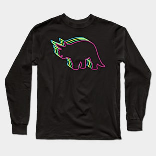 Triceratops 80s Neon Long Sleeve T-Shirt